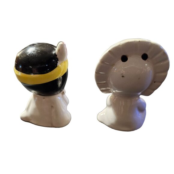 Vintage Ceramic Salt & Pepper Shakers Native American Boy and Girl n Canoe - Picture 4 of 14